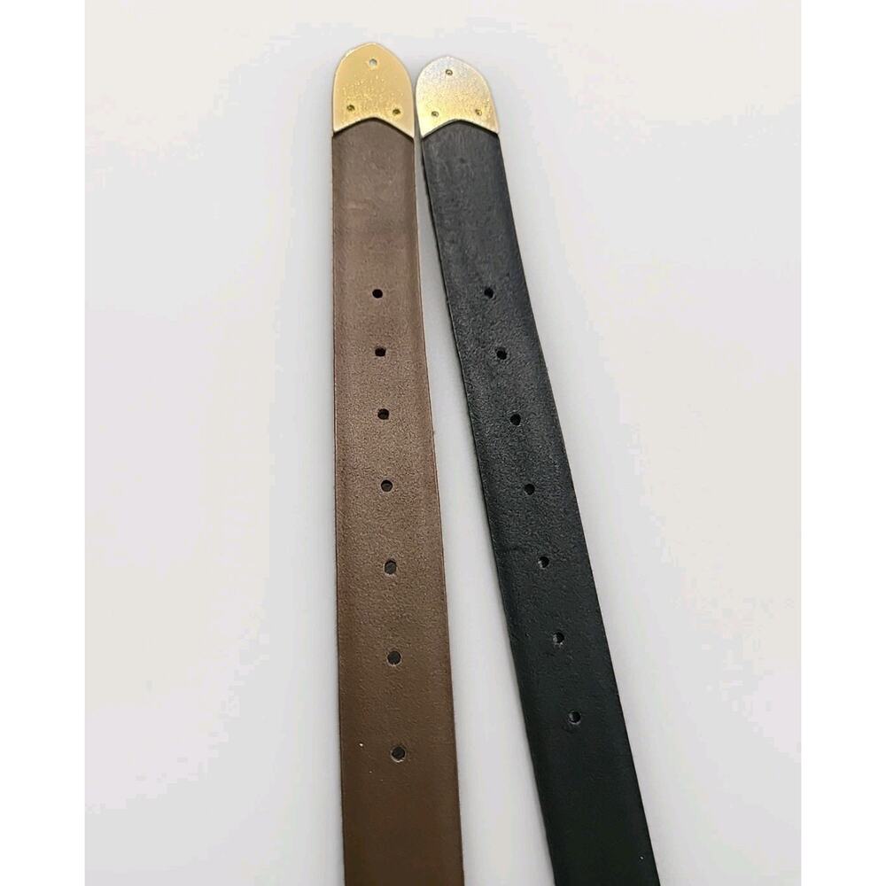 Jason Wu Women's Leather Belts Set 2 Black Brown Gold Buckle NWT Designer - Picture 12 of 12